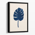 Monstera Marble Blue Floating Framed Canvas