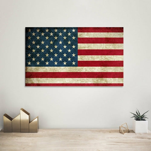 USA Flag Canvas Print Wall Art  2 Piece Set