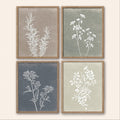 Boho Botanical Framed Art: Rustic Wood Minimalist Set