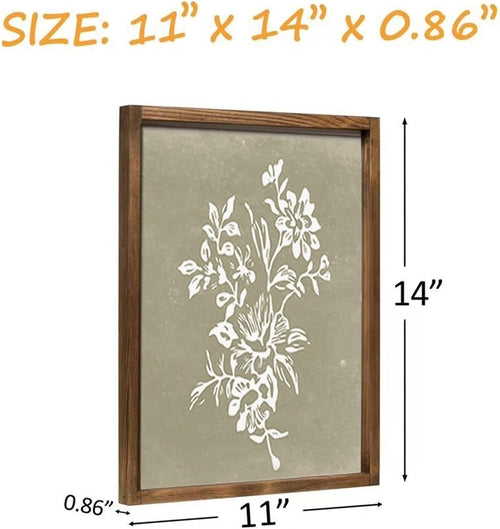 Boho Botanical Framed Art: Rustic Wood Minimalist Set
