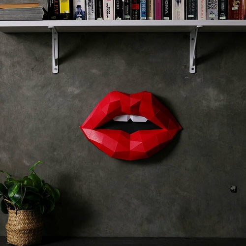 3D Red Lips Wall Art