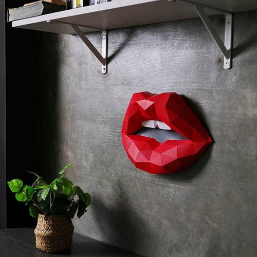 3D Red Lips Wall Art
