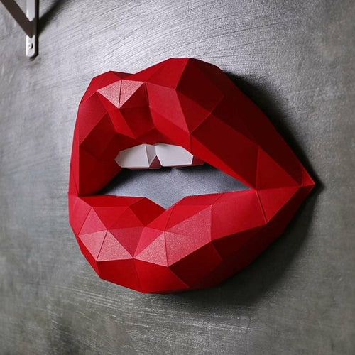 3D Red Lips Wall Art