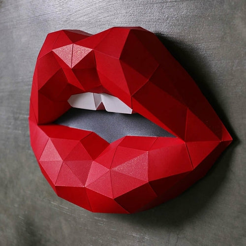 3D Red Lips Wall Art