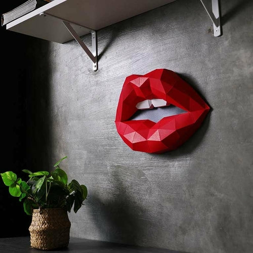3D Red Lips Wall Art