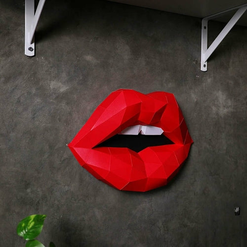 3D Red Lips Wall Art
