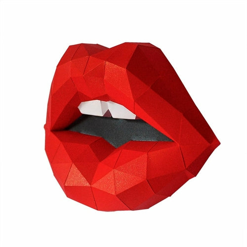 3D Red Lips Wall Art