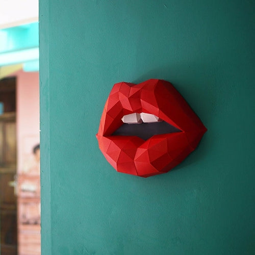 3D Red Lips Wall Art