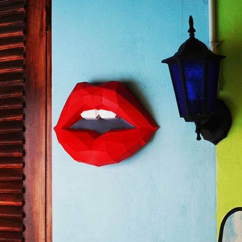 3D Red Lips Wall Art