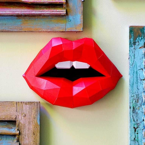 3D Red Lips Wall Art