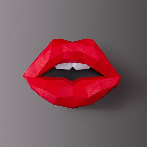 3D Red Lips Wall Art
