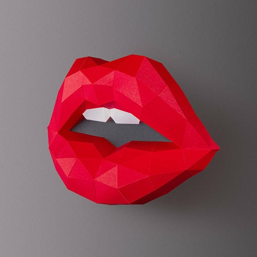 3D Red Lips Wall Art